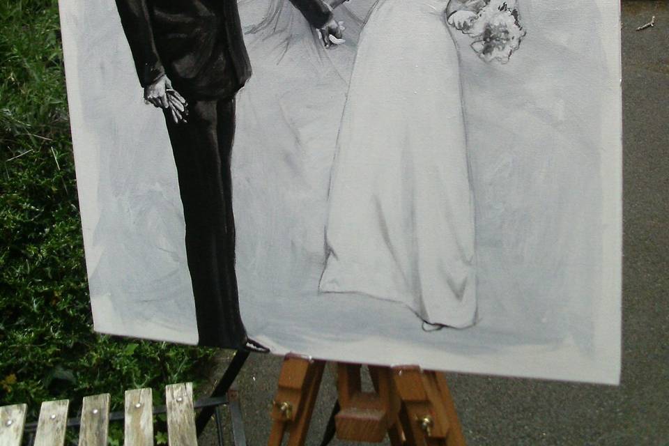 Live painting façon retro N&B