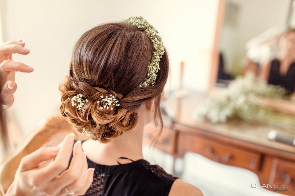 Chignon couronne de fleurs