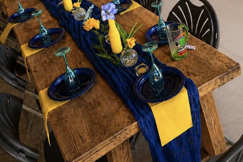 anniversaire bleu roi/jaune