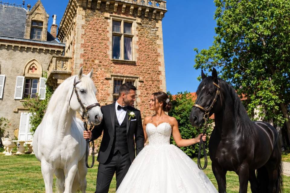 Nos mariés avec nos chevaux