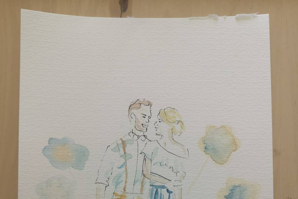 Couple à l'aquarelle