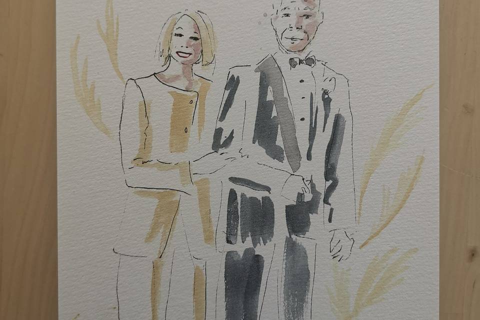 Couple à l'aquarelle