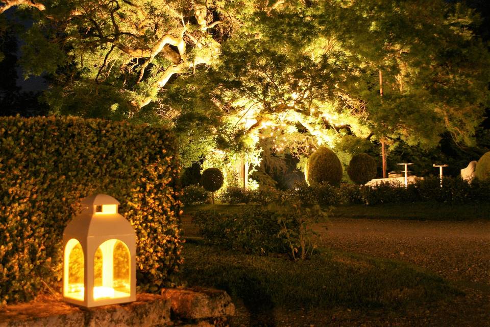 Le parc éclairé la nuit