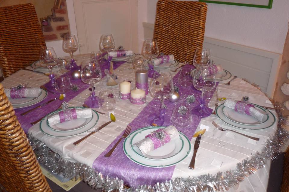 Table de Noël Mauve Argent