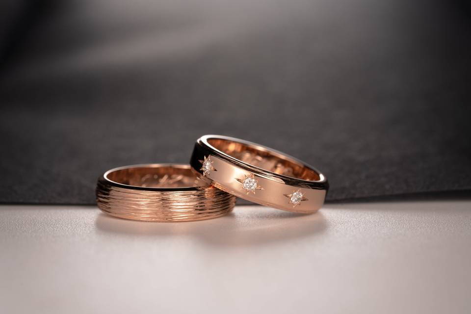 Alliances Or Rose & Diamants