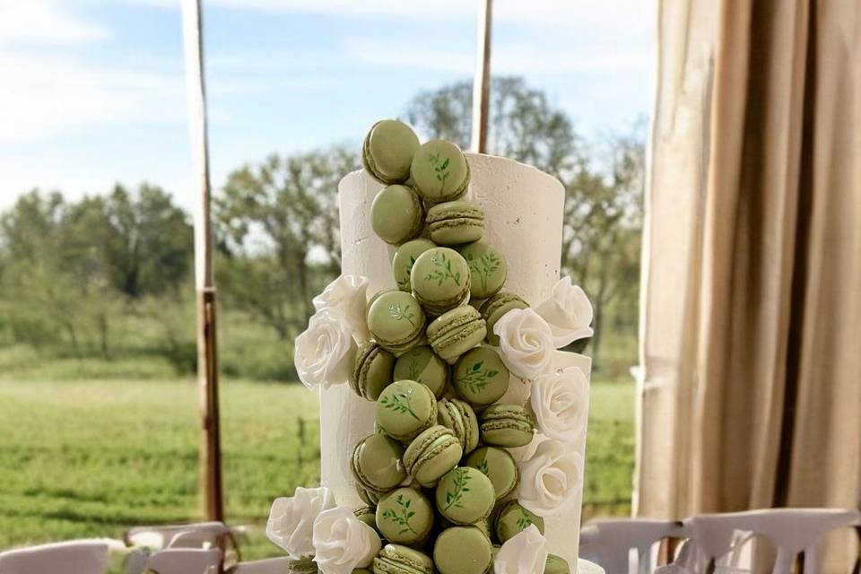 Wedding cake & macarons