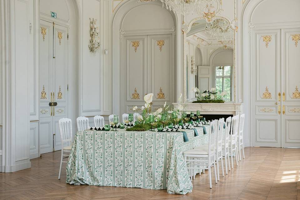 Mariage en blanc et vert.