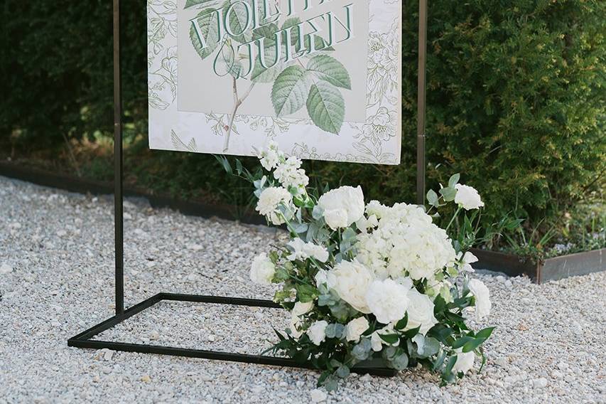 Mariage en blanc et vert.