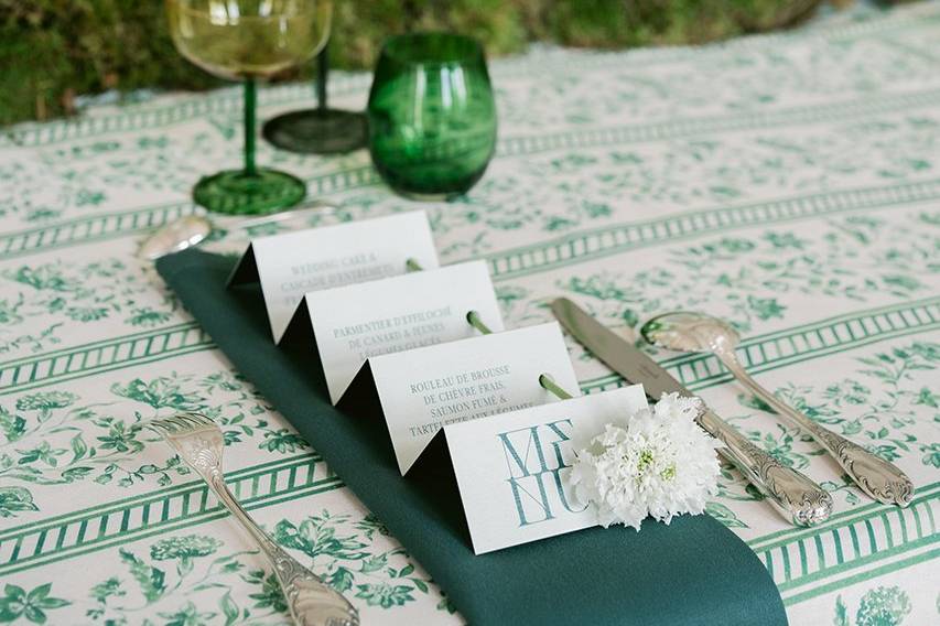 Papeterie Mariage blanc/vert