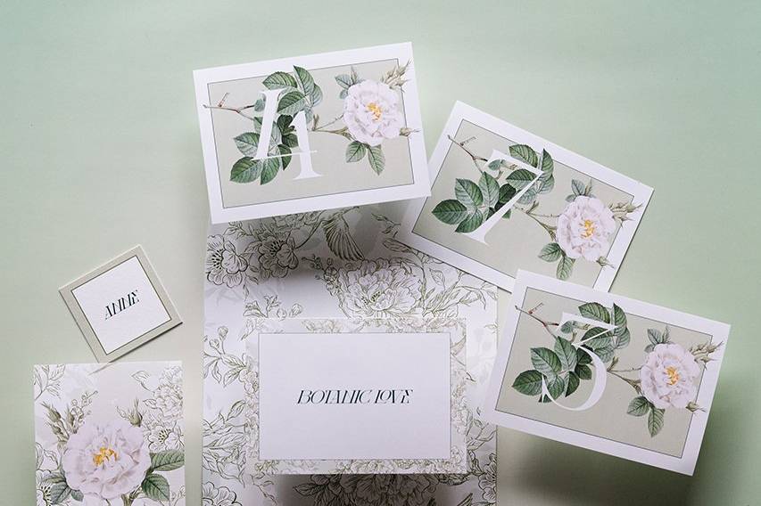 Papeterie Mariage blanc/vert