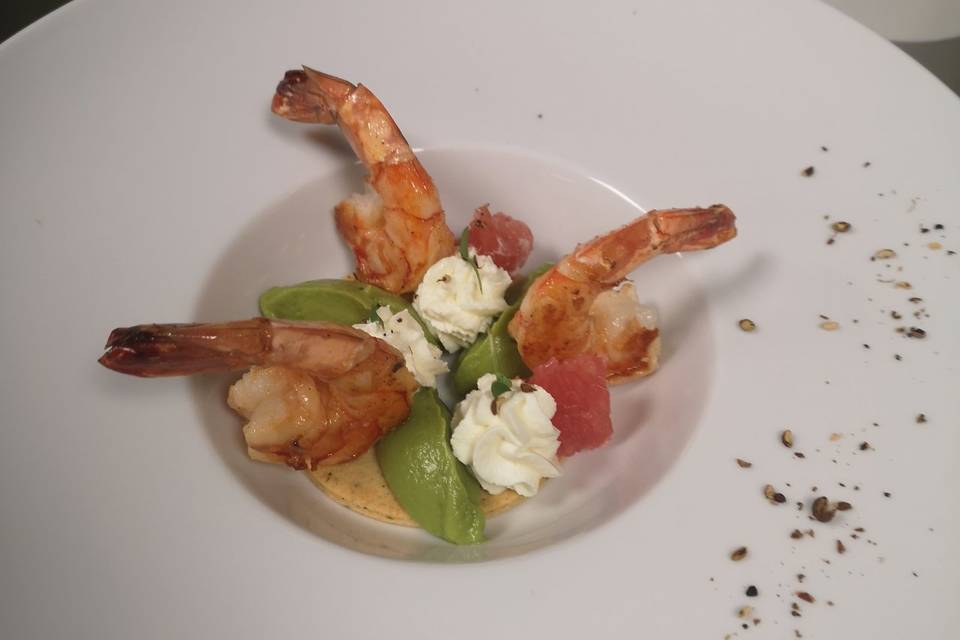 Sablé gourmand gambas avocat