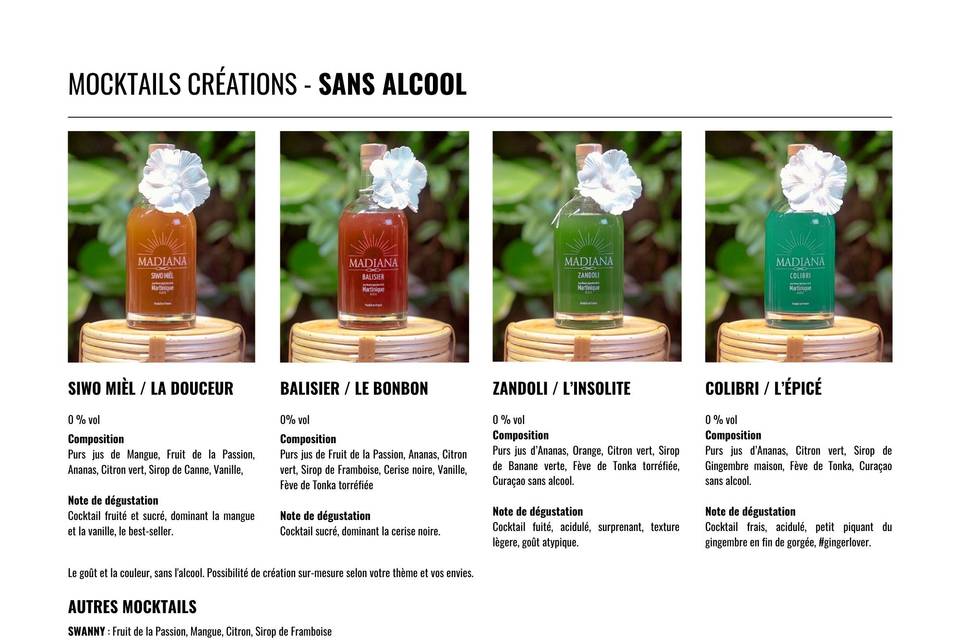 Mocktails créations