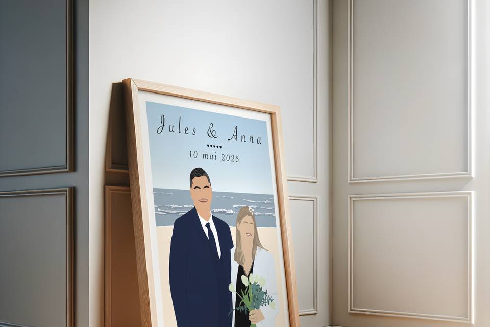 Affiche illustrée mariage