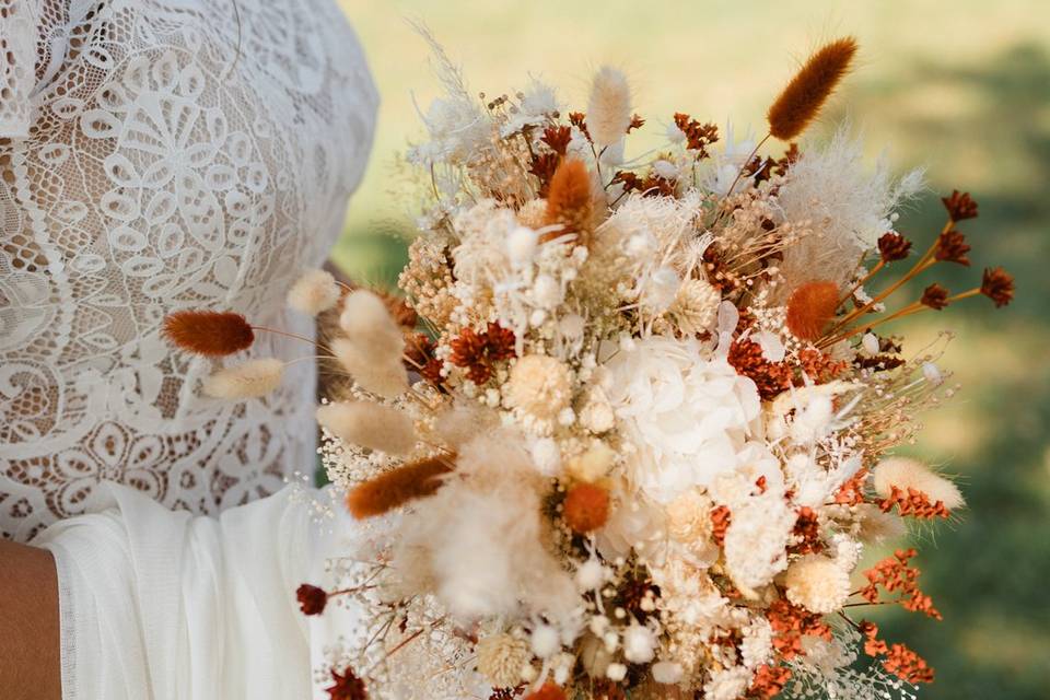 Bouquet de mariée fleurs séchées