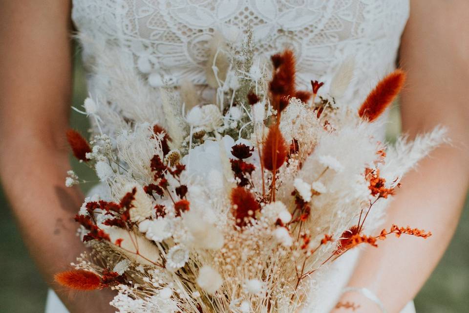 Bouquet de mariée fleurs séchées