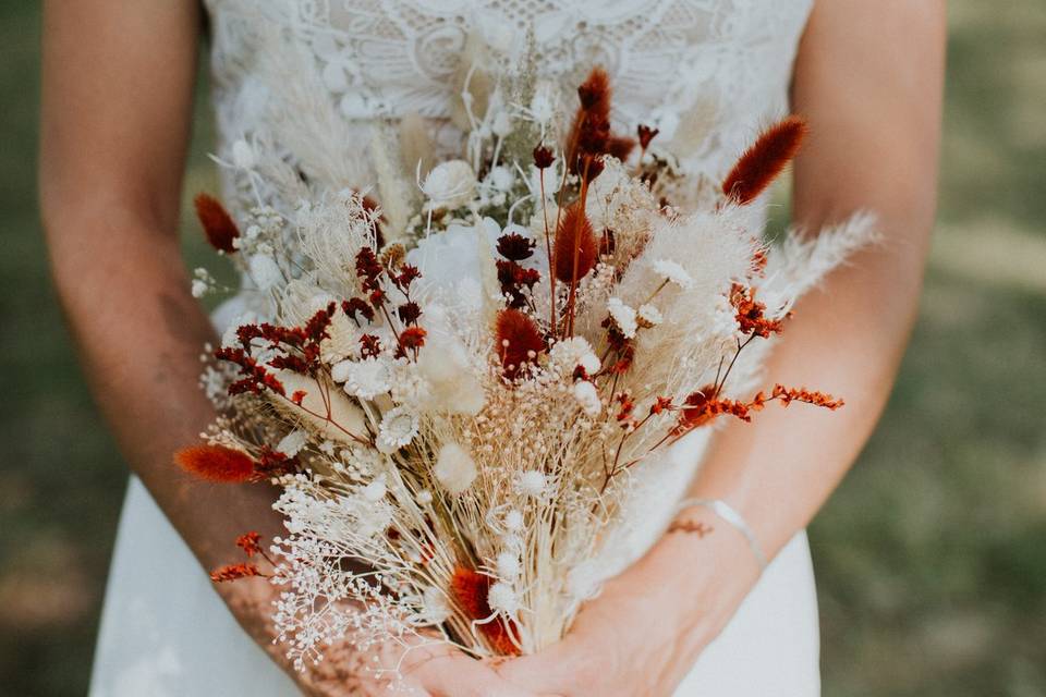 Bouquet de mariée fleurs séchées