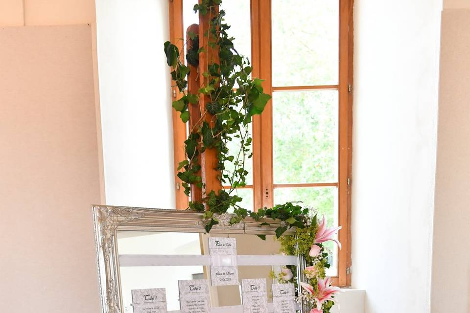 Plan de table décoré de fleurs