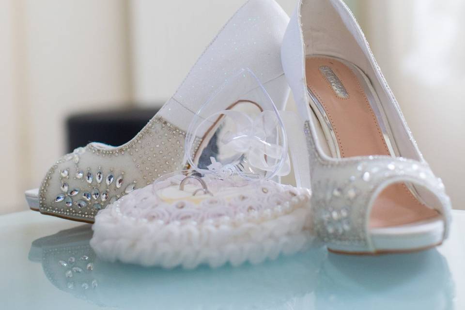 Détail de la robe de mariée en mouvement