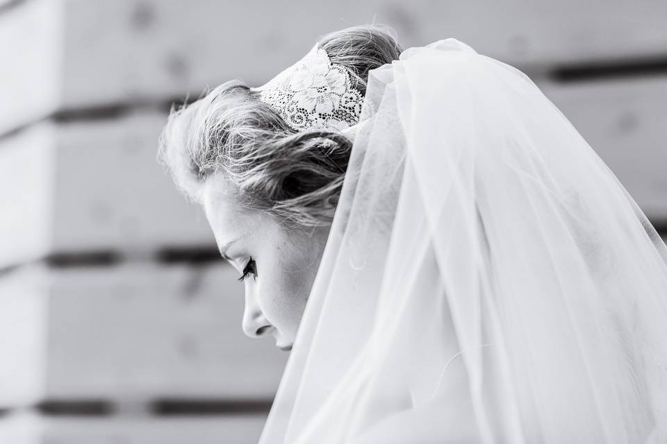 Portrait de la mariée voilée