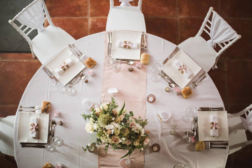 Décoration de table vue du dessus