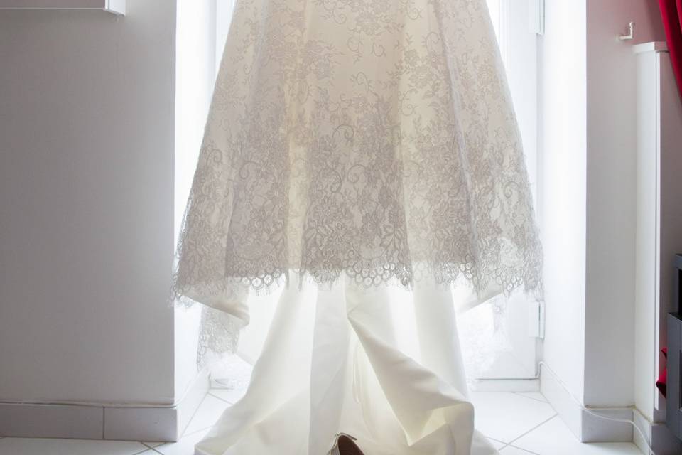 Voile de la mariée en gros plan