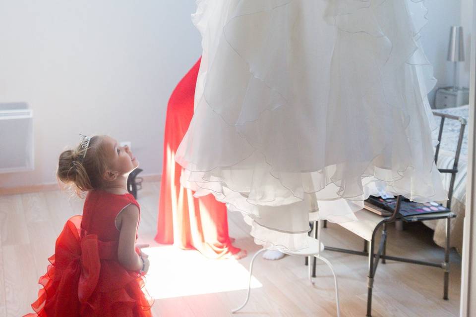 Détail du voile de la mariée