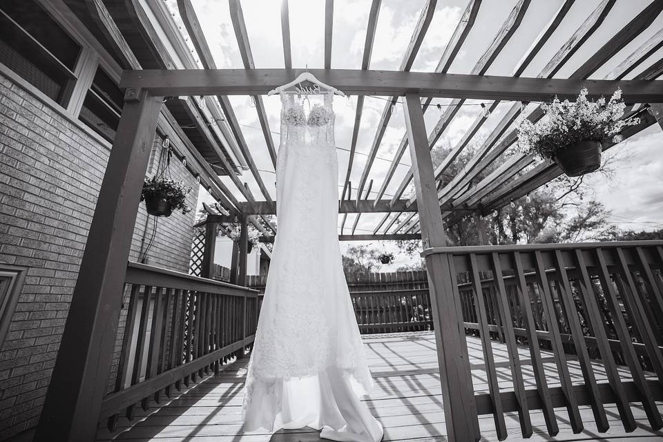 Mariée sur la terrasse du château