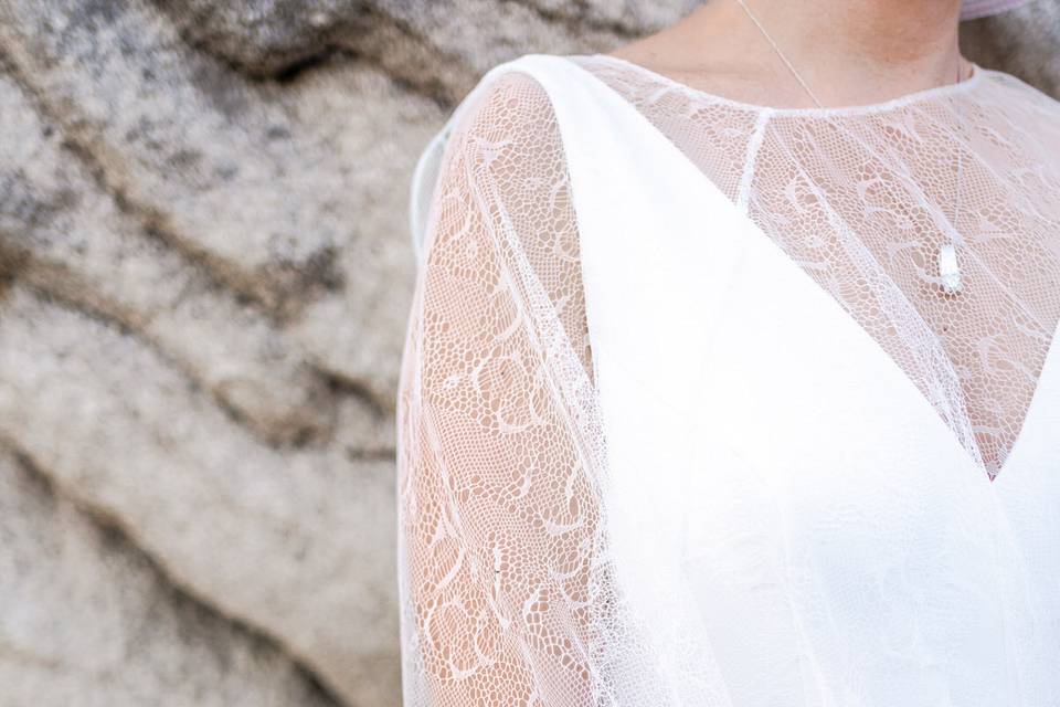 Détail de la robe de mariée