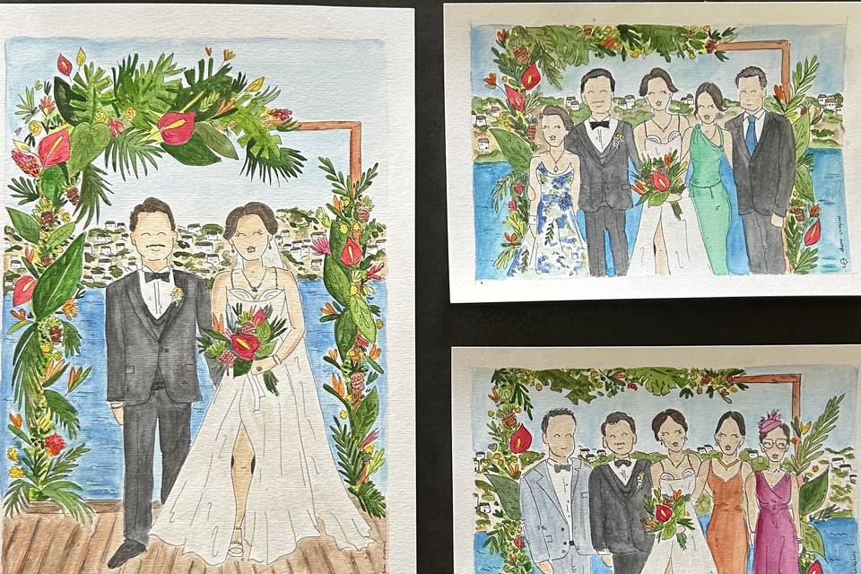 Aquarelle souvenir mariage