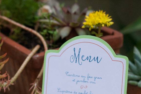 Menu pour table enfants