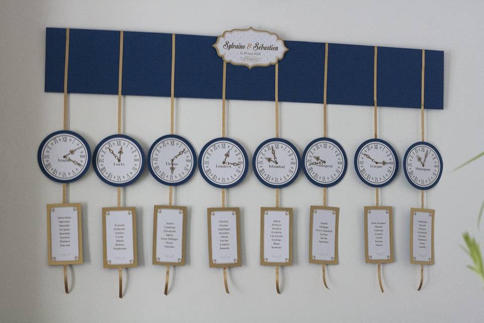 Plan de tables horloges