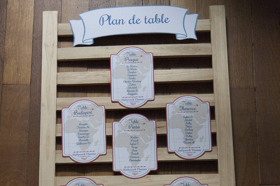 Plan de table en étiquettes