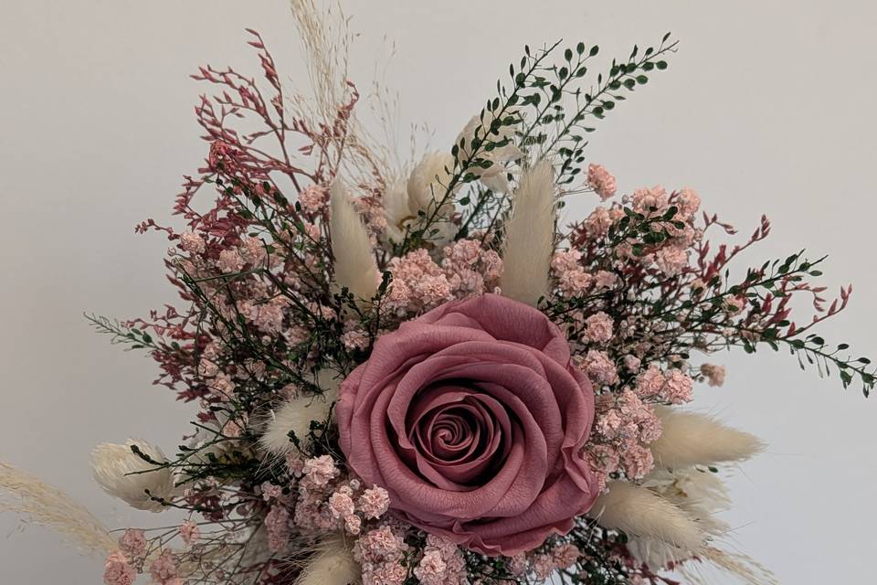 Bouquet vase rose éternelle