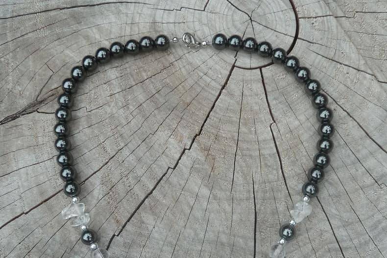 Collier coeur d'hematite