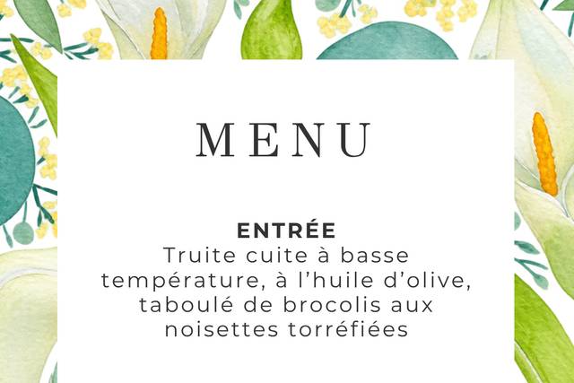 Menu sur mesure