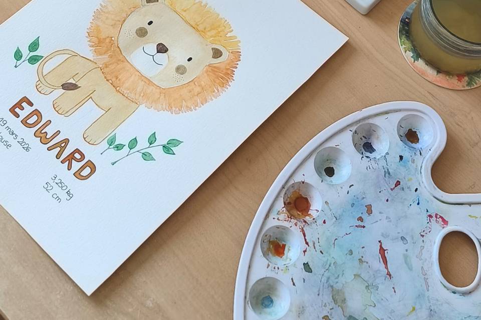 Affiche aquarelle - Naissance