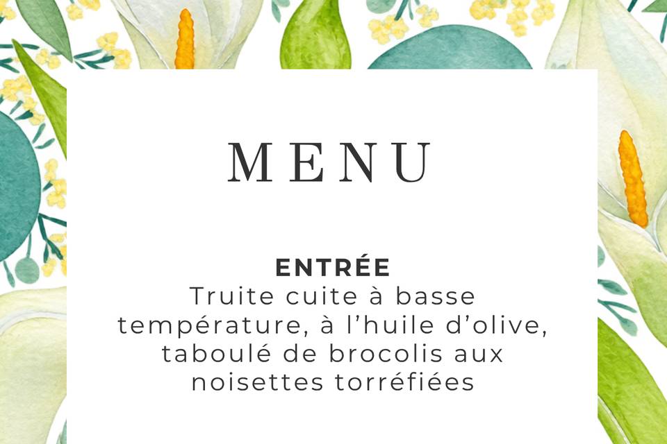 Menu sur mesure
