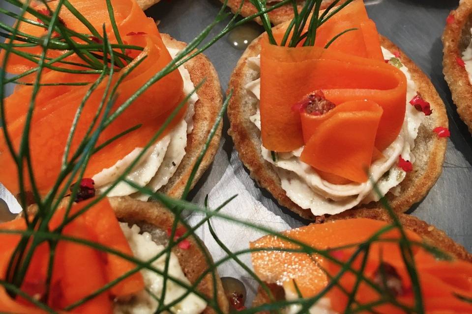 Blinis  gravlax carotte