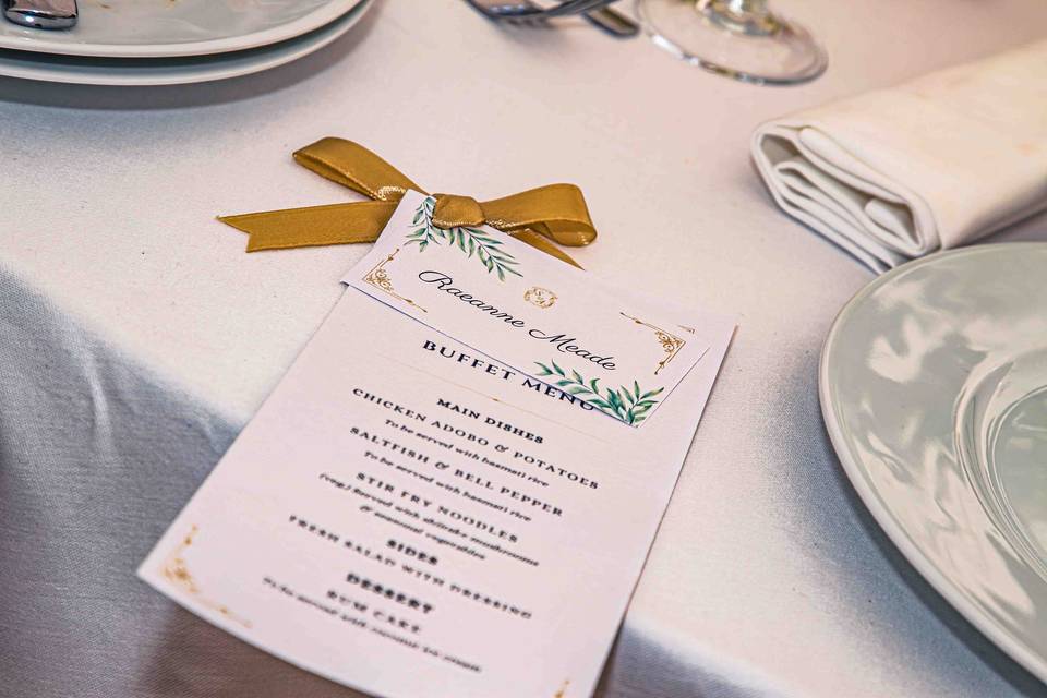 Menu mariage international