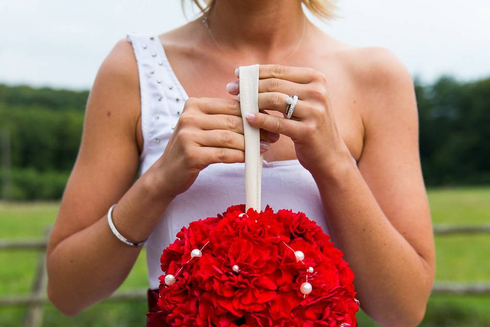 Robe rouge et blanche à corset