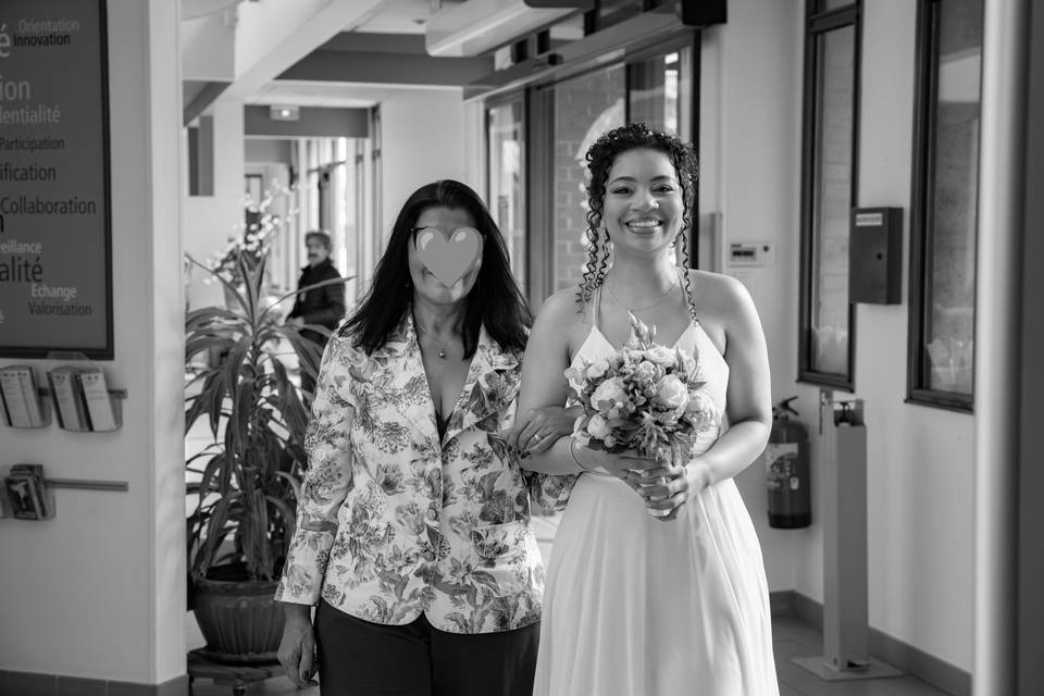 Arrivée mariée noir et blanc