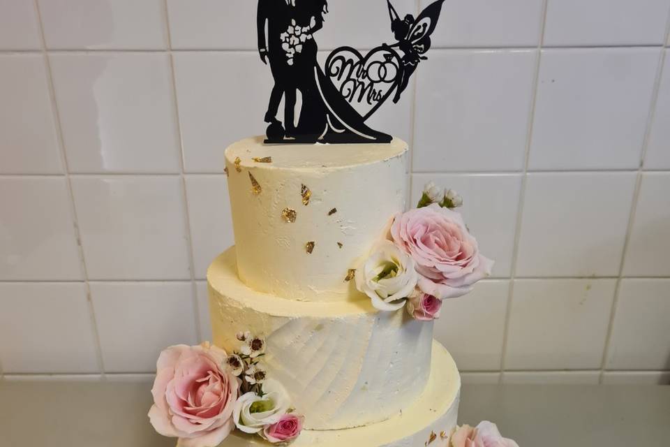 Wedding cake crème, rose et or