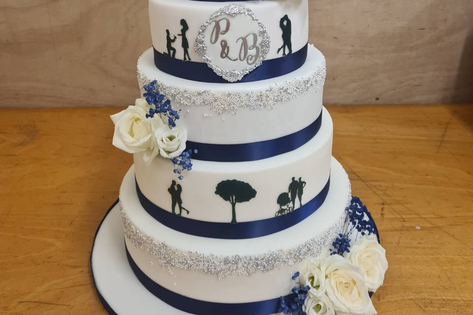 Wedding cake bleu nuit et arge