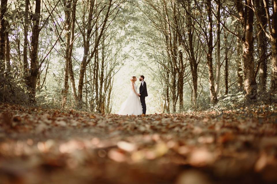 Séance couple feuilles automne