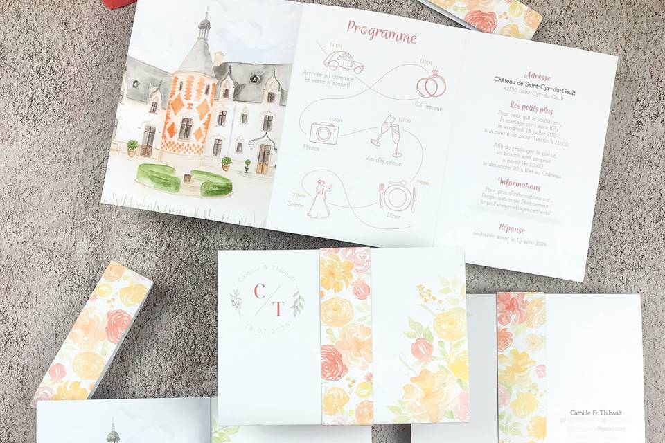 Faire-part mariage aquarelle