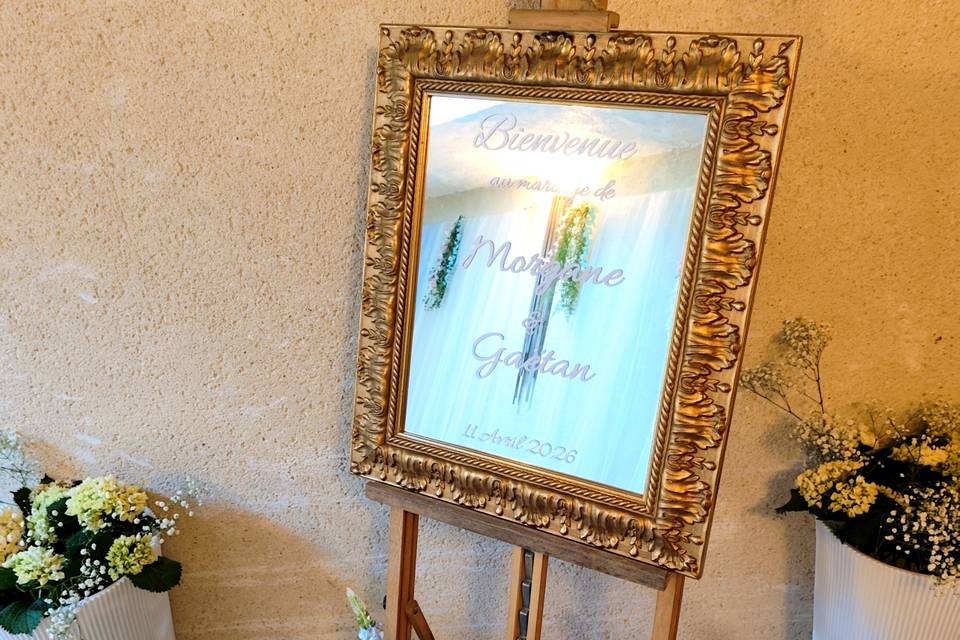Panneau de bienvenue miroir