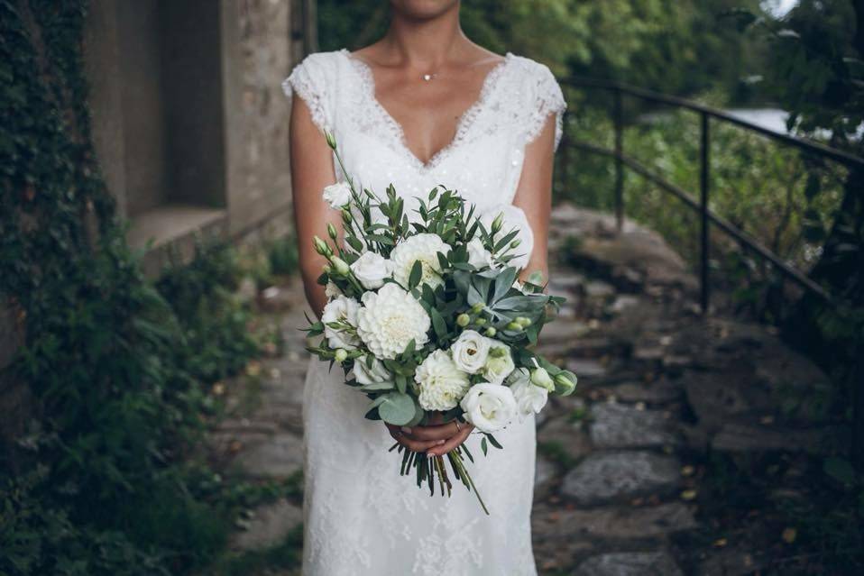 Bouquet de mariée blanc & vert