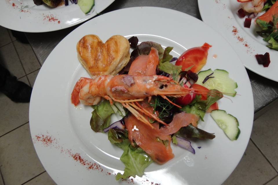 Salade norvégienne et gambas