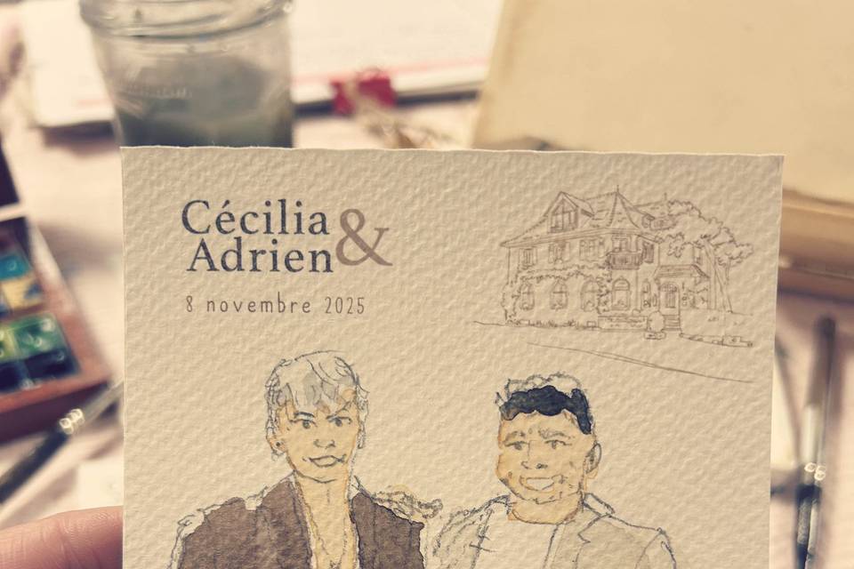 Portrait de couple aquarelle