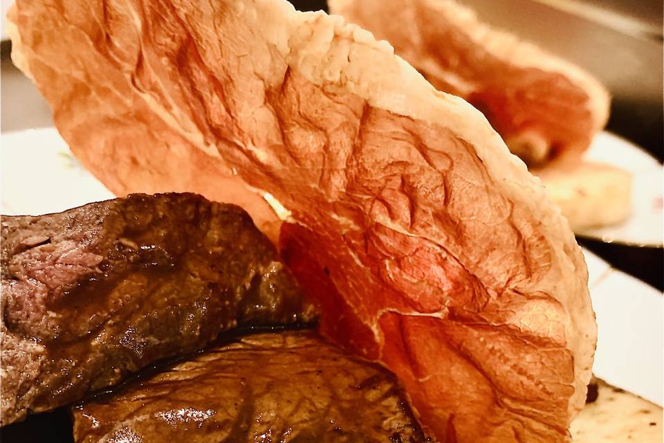 Pavé de boeuf chips de jambon